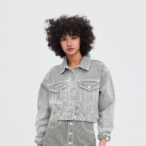 Gingham Denim Jacket - never worn!